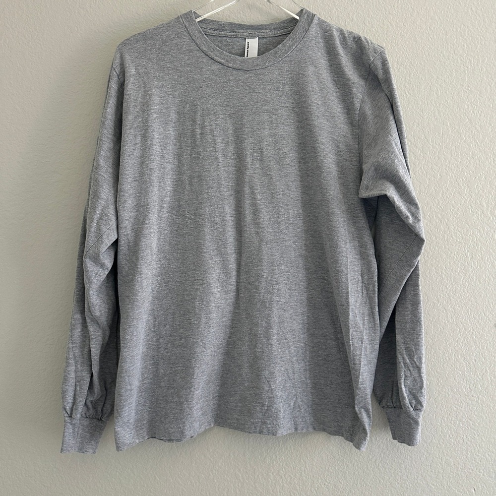 American Apparel Long Sleeve T-Shirt‎ Mens Medium Grey Crew Neck Basic Cotton